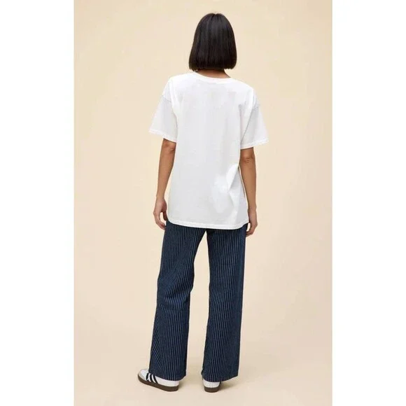 Daydreamer Guest Check Tee Short Sleeve White Shirt Oversized Sz M NWT - Picture 9 of 9